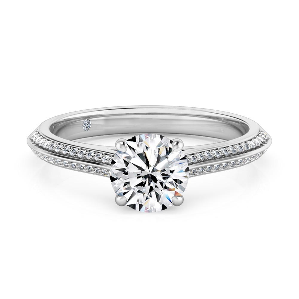 Round Cut Diamond Band Diamond Engagement Ring Platinum