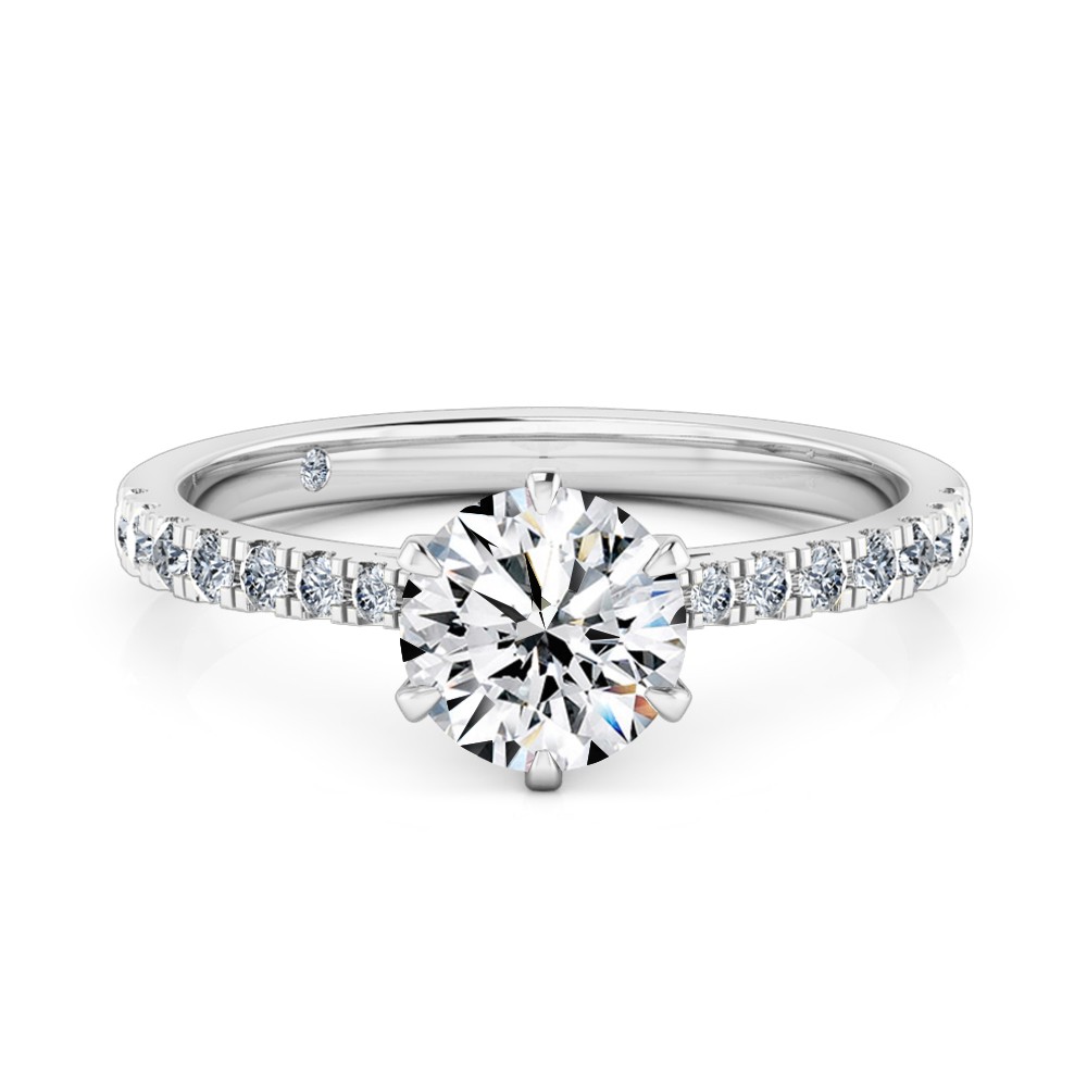 Round Cut Diamond Band Diamond Engagement Ring Platinum