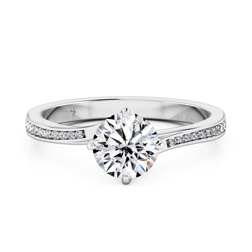 Round Cut Diamond Band Diamond Engagement Ring Platinum