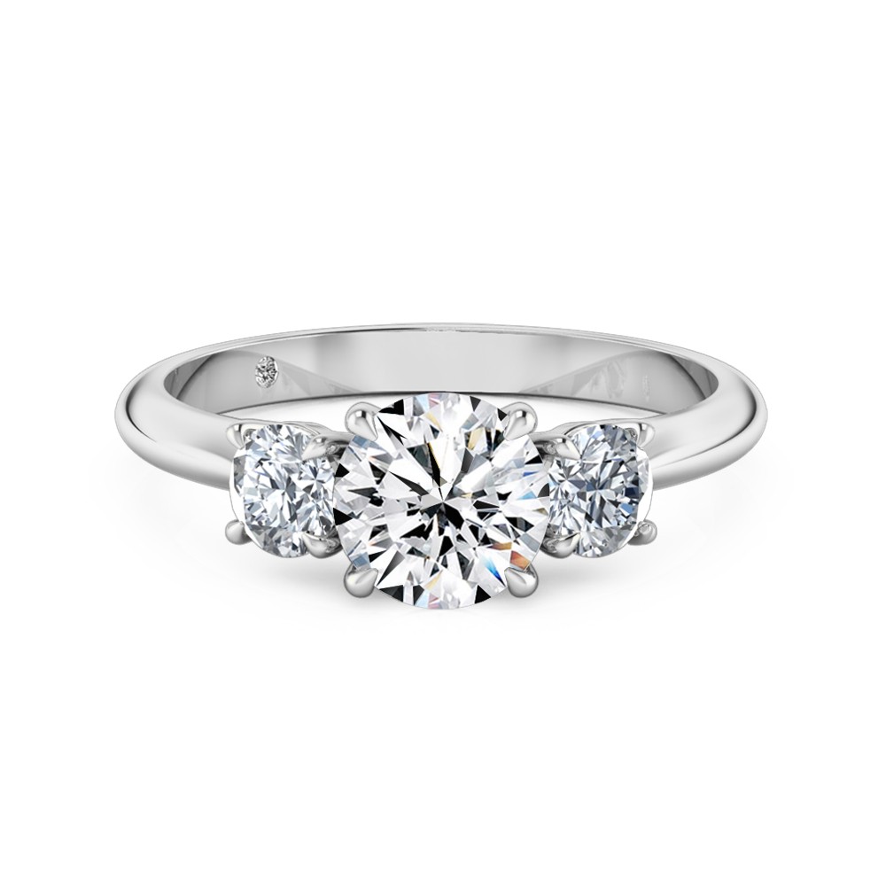 Round Cut Trilogy Diamond Engagement Ring Platinum