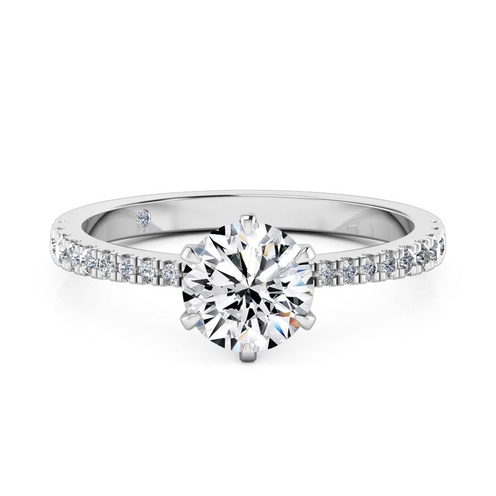 Round Cut Diamond Band Diamond Engagement Ring Platinum