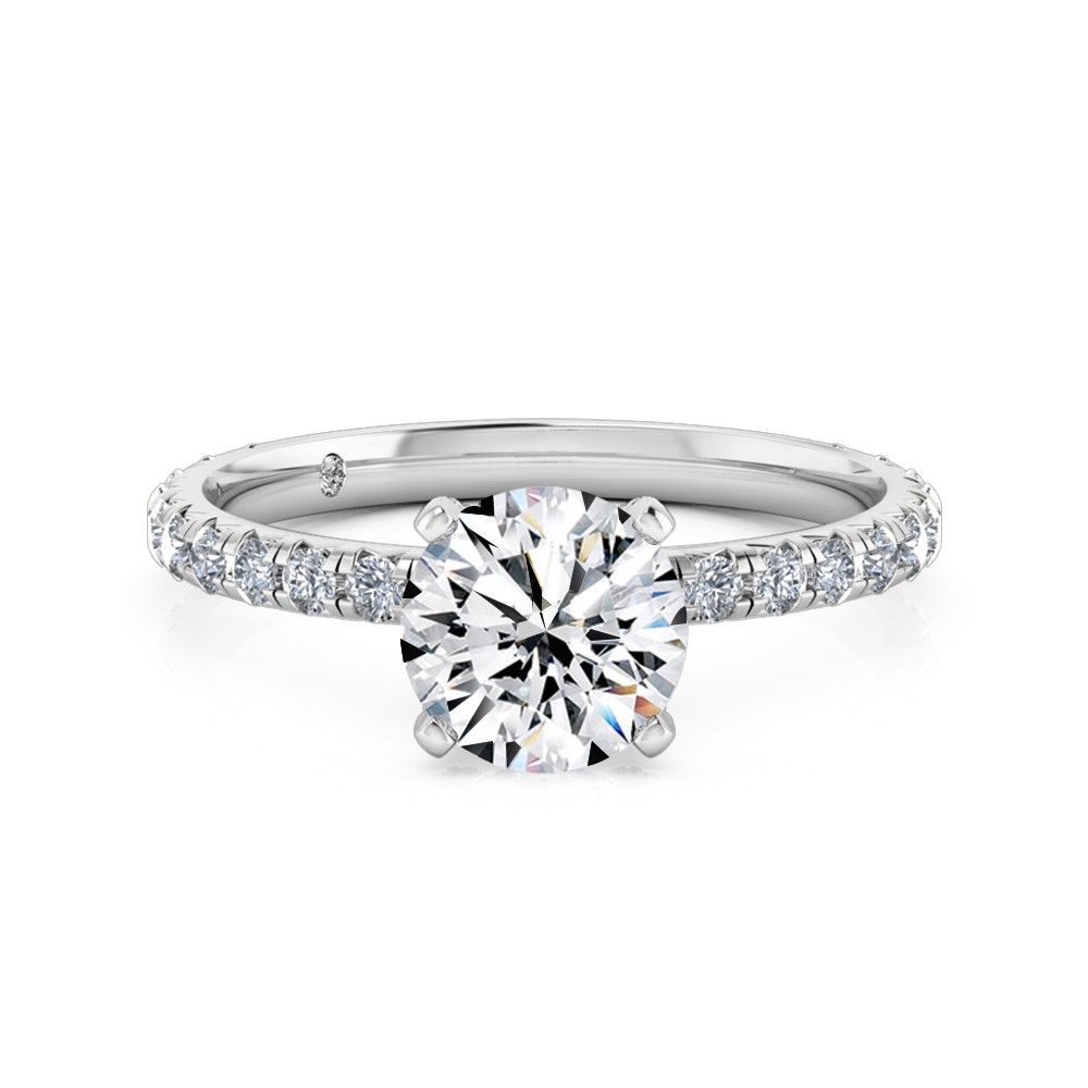 Round Cut Diamond Band Diamond Engagement Ring Platinum