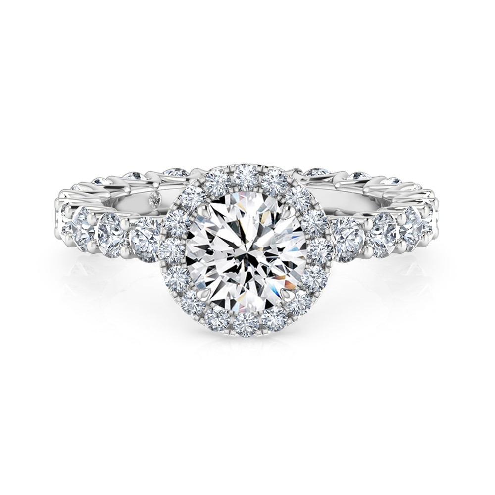 Round Cut Halo Diamond Engagement Ring Platinum