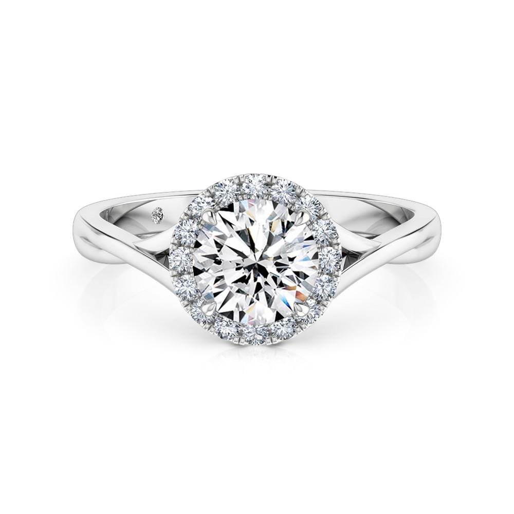 Round Cut Halo Diamond Engagement Ring Platinum