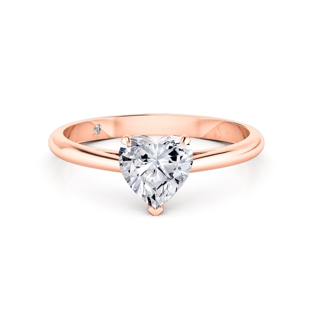 Heart Cut Solitaire Diamond Engagement Ring 18K Rose Gold