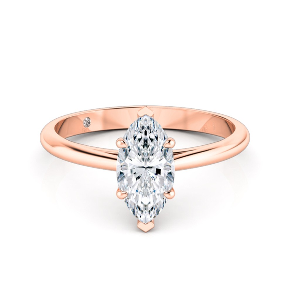 Marquise Cut Solitaire Diamond Engagement Ring 18K Rose Gold