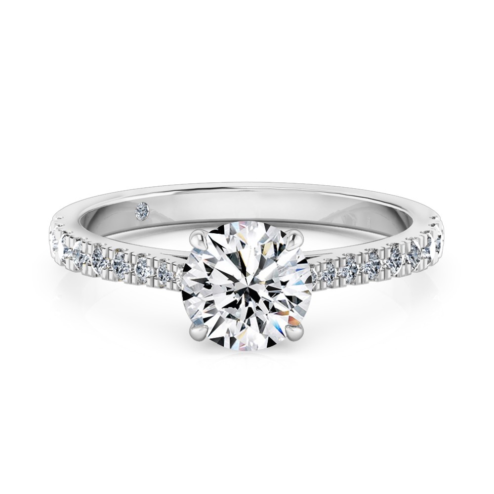 Round Cut Diamond Band Diamond Engagement Ring Platinum