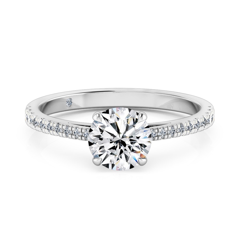 Round Cut Diamond Band Diamond Engagement Ring Platinum