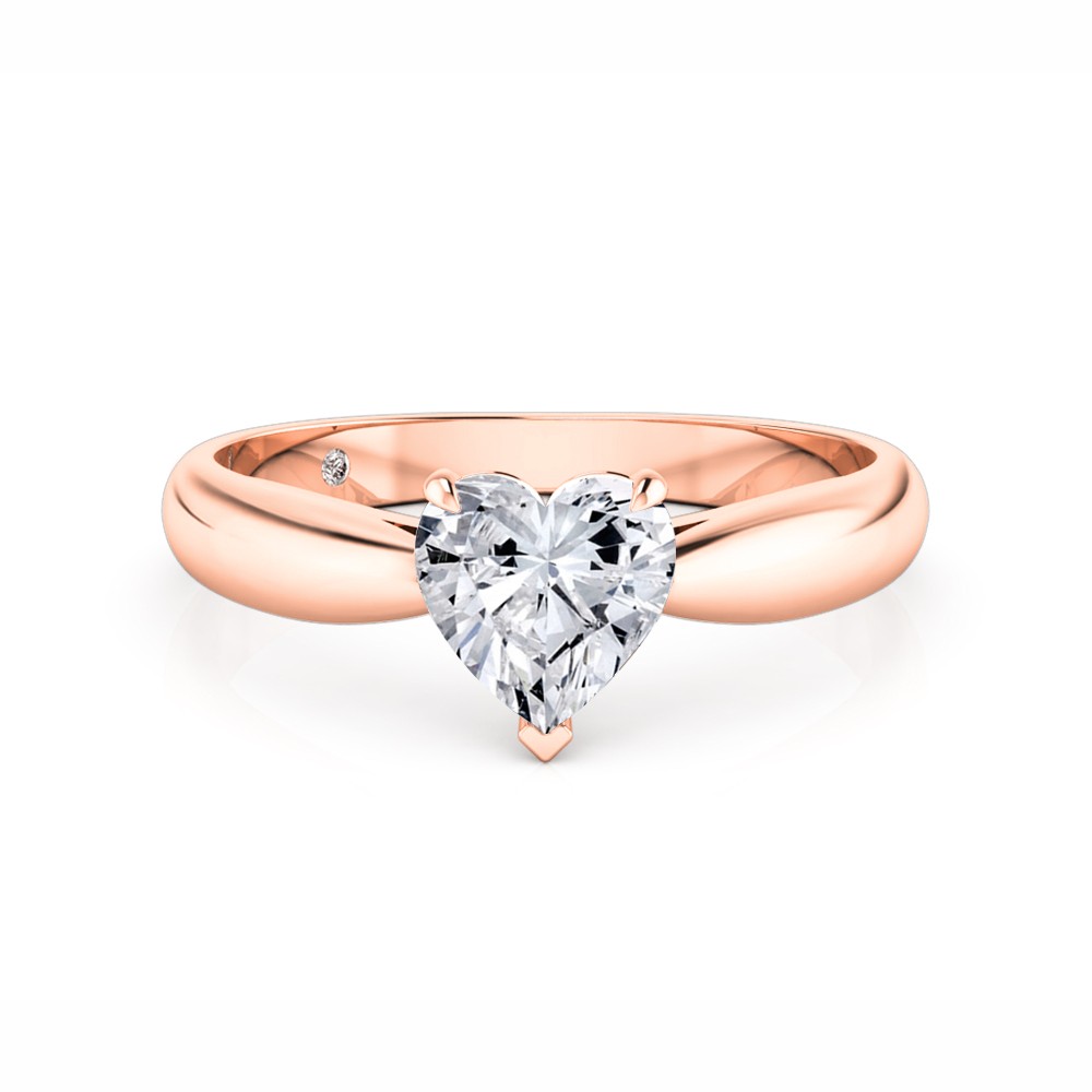 Heart Cut Solitaire Diamond Engagement Ring 18K Rose Gold