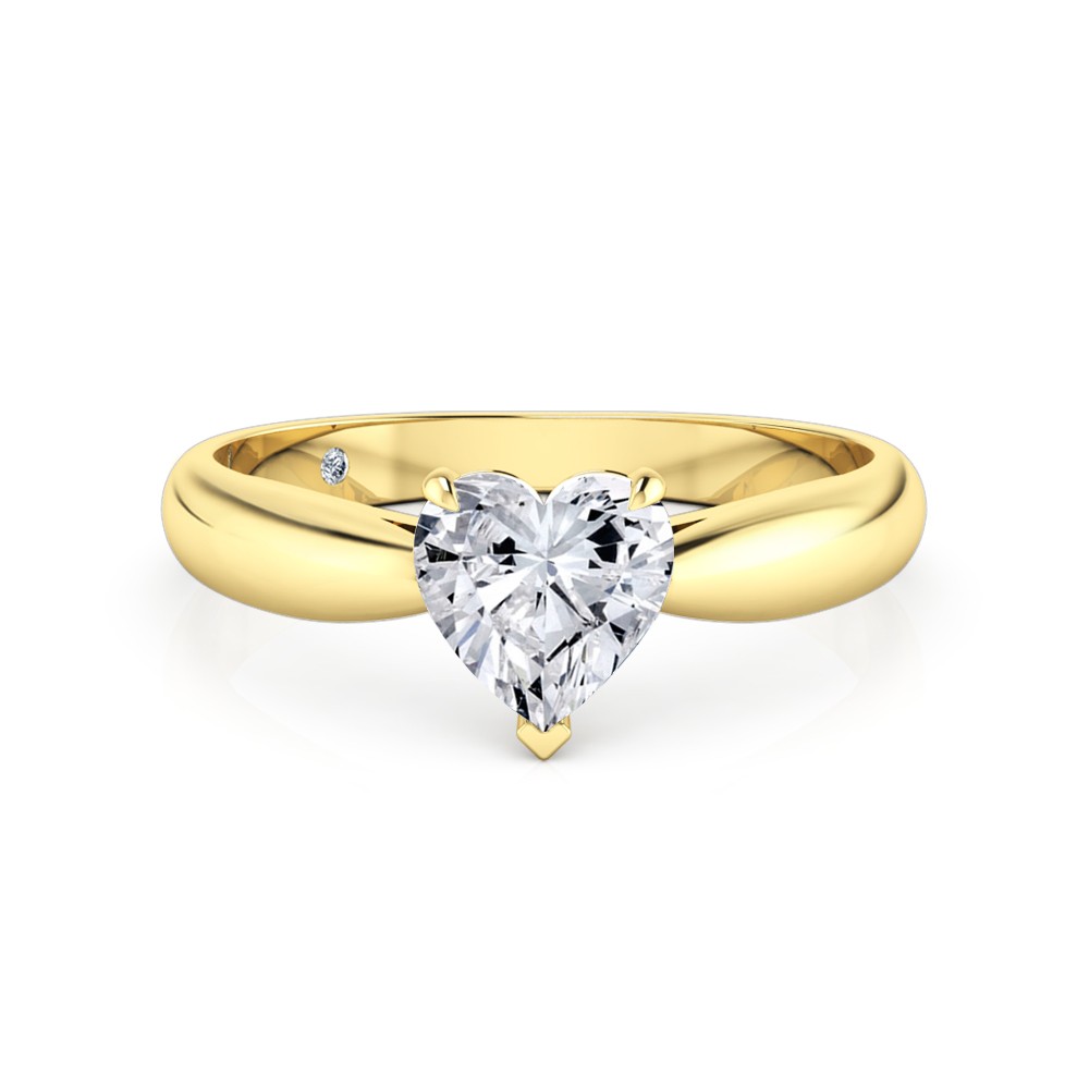 Heart Cut Solitaire Diamond Engagement Ring 18K Yellow Gold