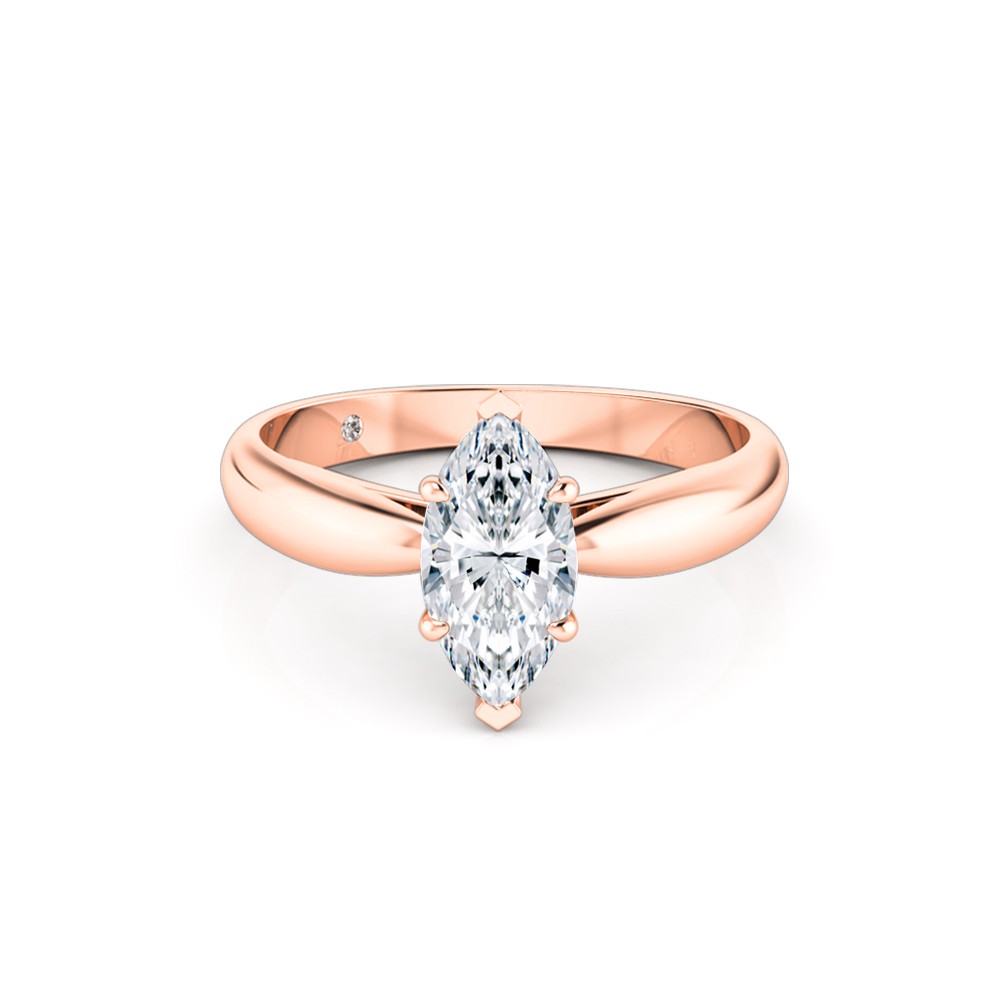 Marquise Cut Solitaire Diamond Engagement Ring 18K Rose Gold