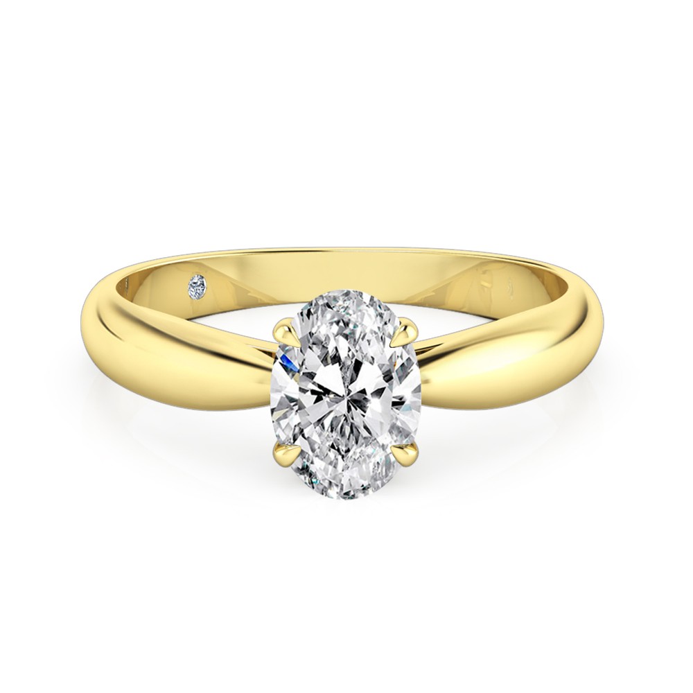 Oval Cut Solitaire Diamond Engagement Ring 18K Yellow Gold