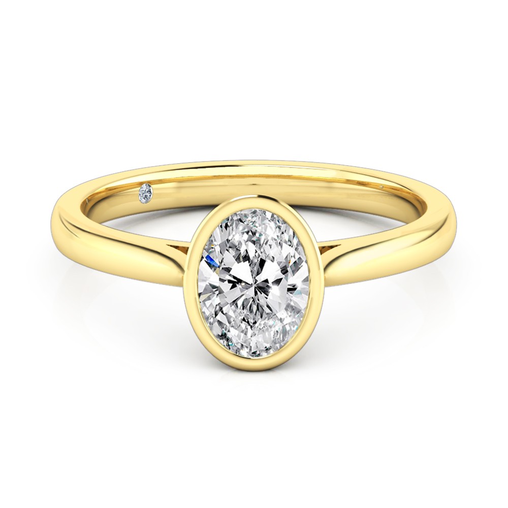 Oval Cut Solitaire Diamond Engagement Ring 18K Yellow Gold