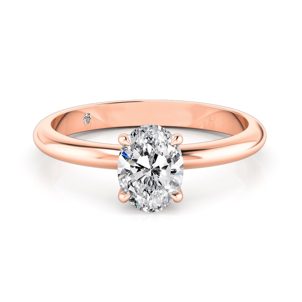 Oval Cut Solitaire Diamond Engagement Ring 18K Rose Gold