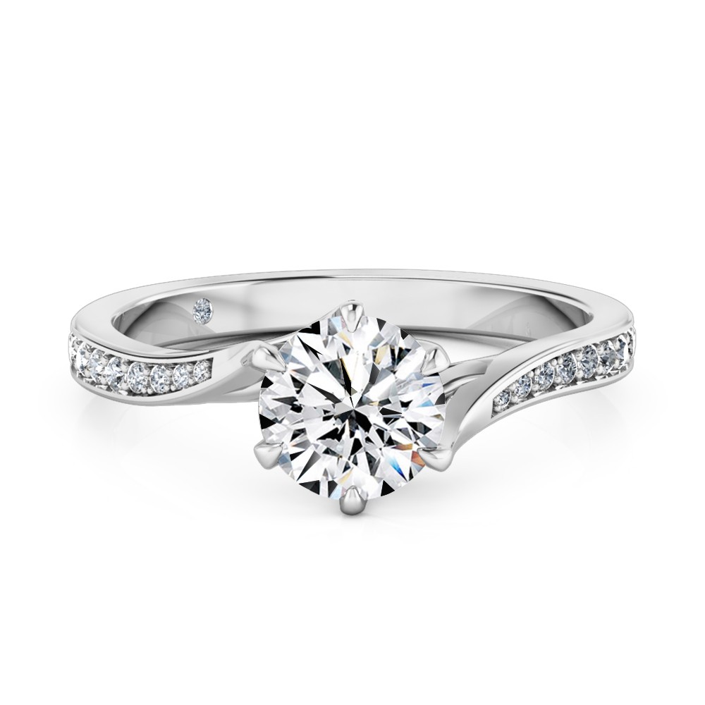 Round Cut Diamond Band Diamond Engagement Ring Platinum