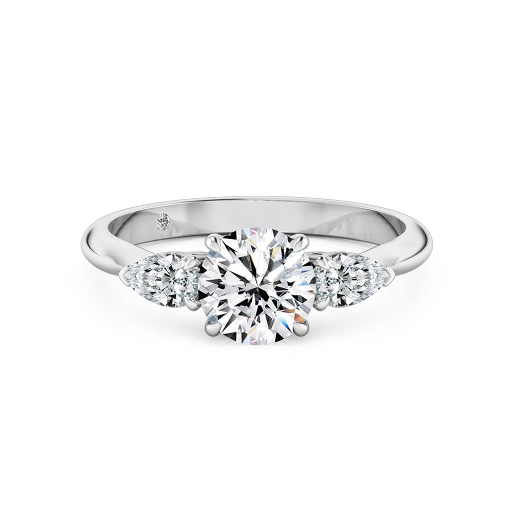 Round Cut Trilogy Diamond Engagement Ring Platinum