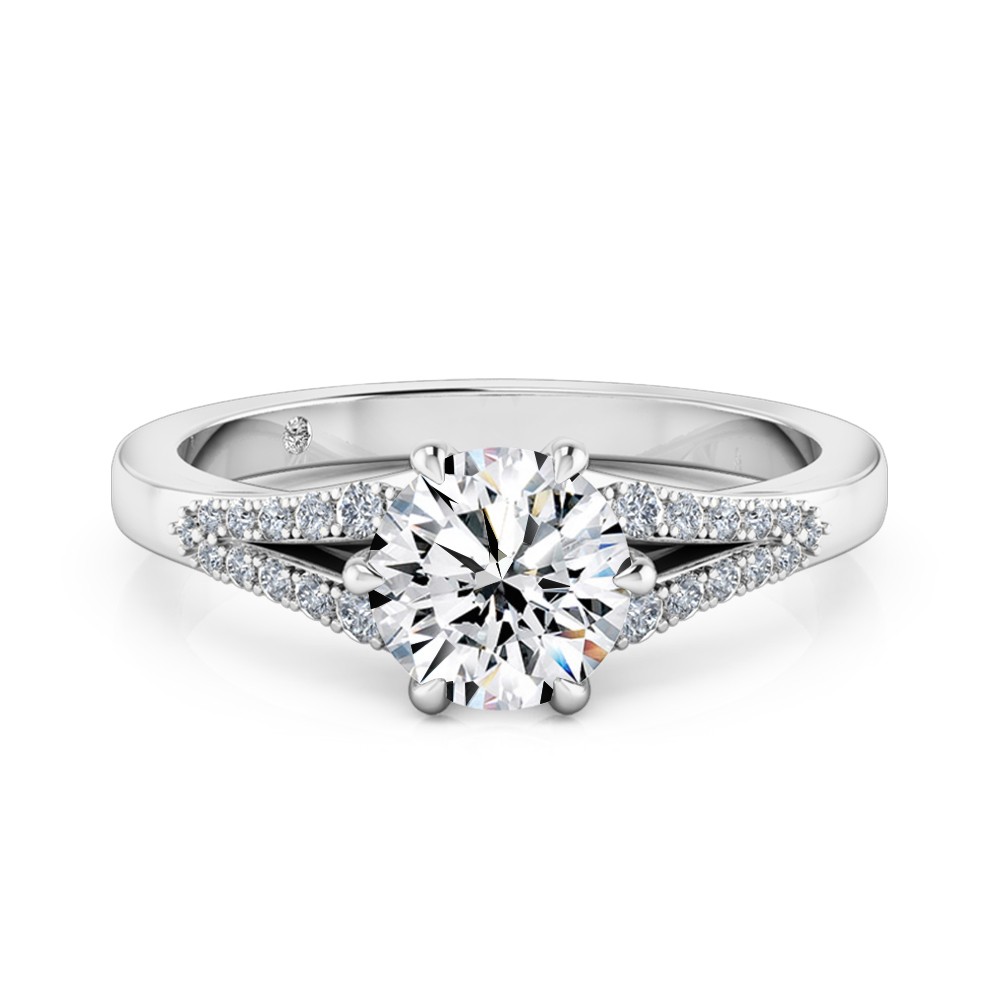 Round Cut Diamond Band Diamond Engagement Ring Platinum