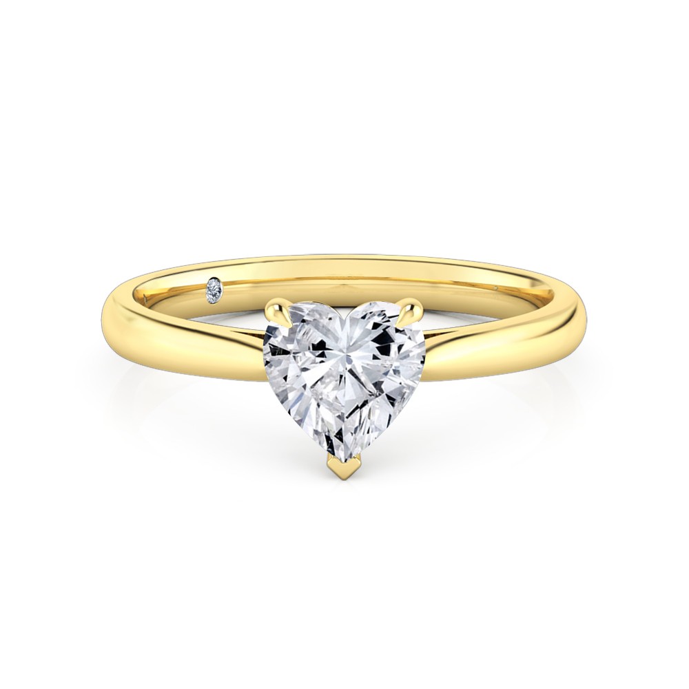 Heart Cut Solitaire Diamond Engagement Ring 18K Yellow Gold