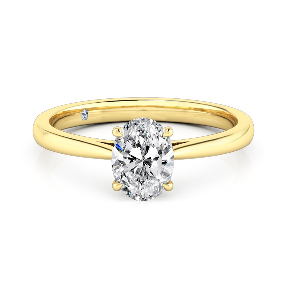 Oval Cut Solitaire Diamond Engagement Ring 18K Yellow Gold