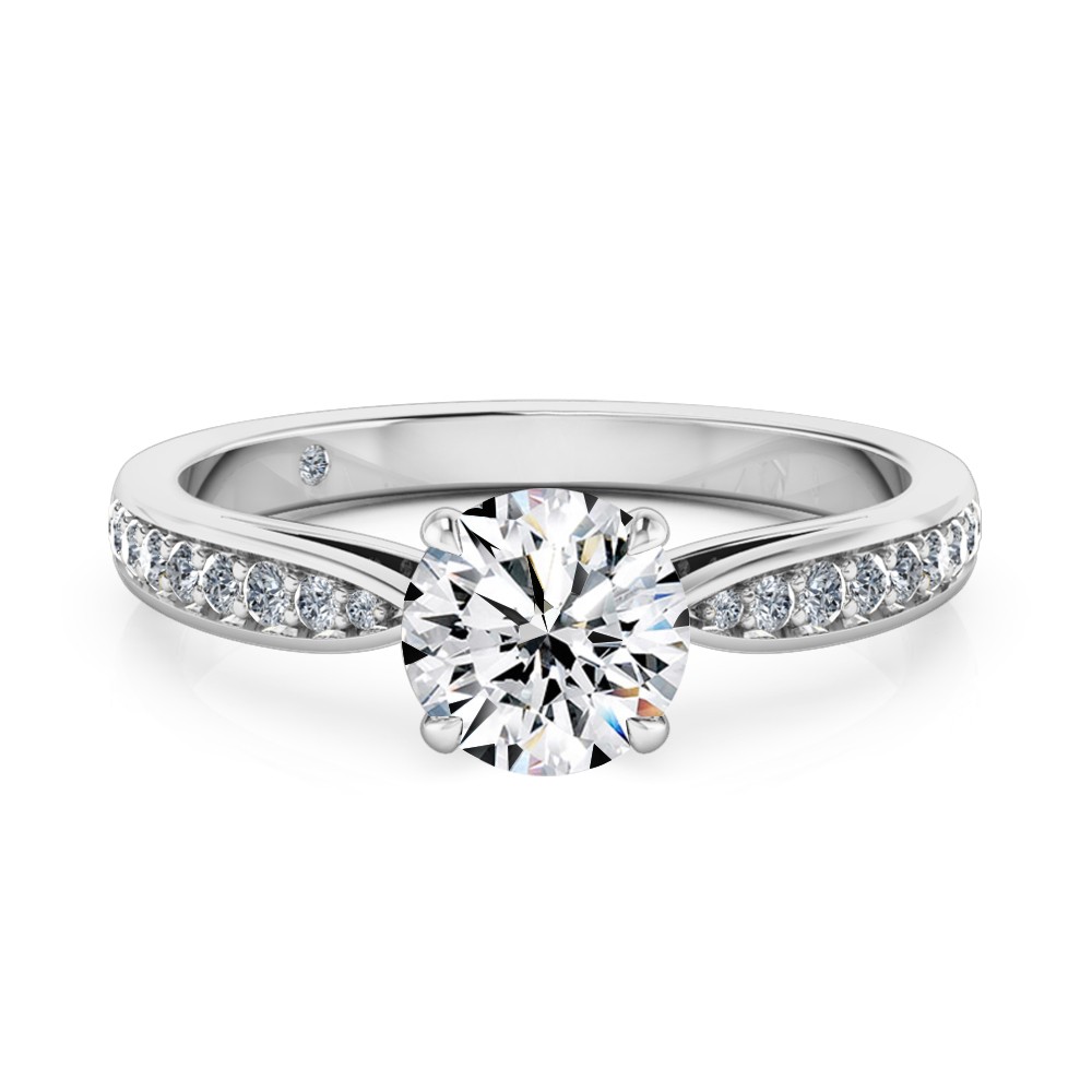 Round Cut Diamond Band Diamond Engagement Ring Platinum