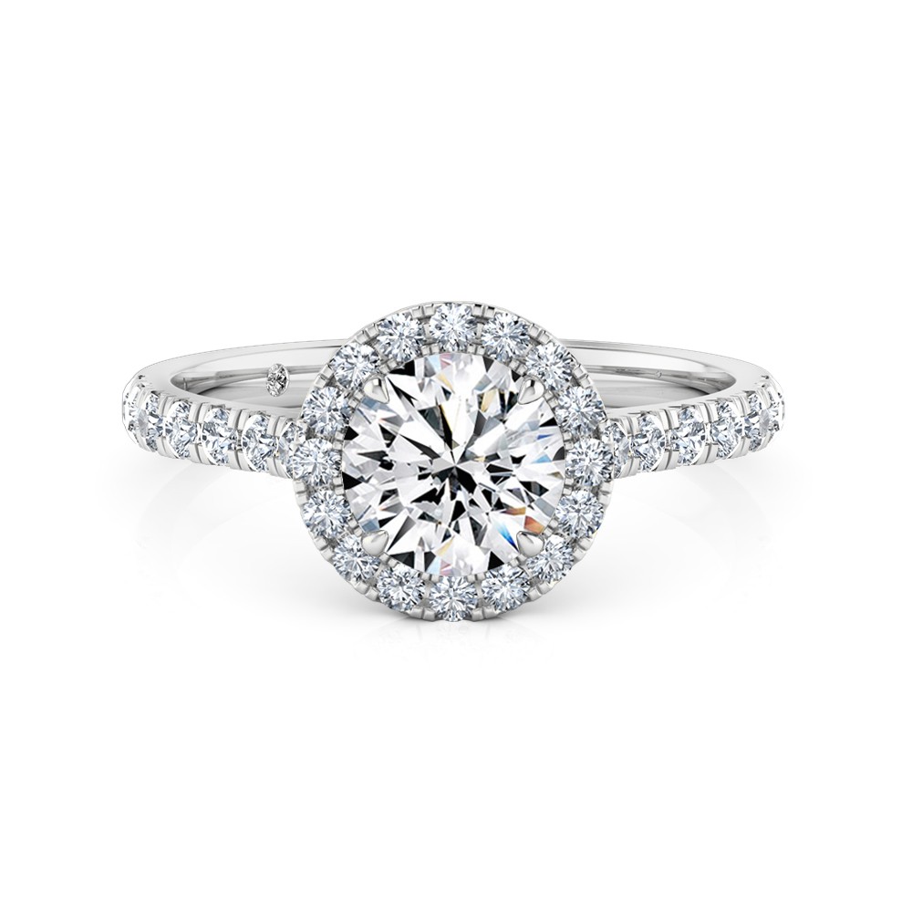 Round Cut Halo Diamond Engagement Ring Platinum