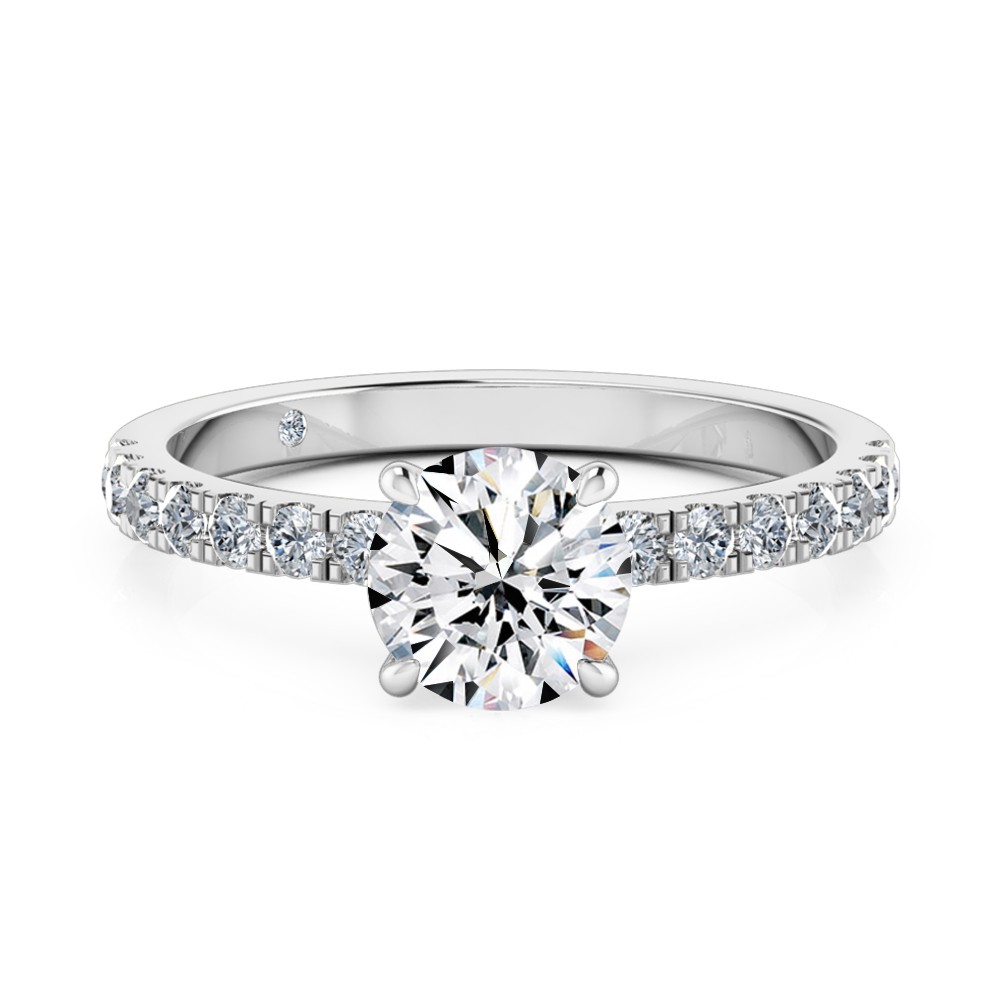 Round Cut Diamond Band Diamond Engagement Ring Platinum