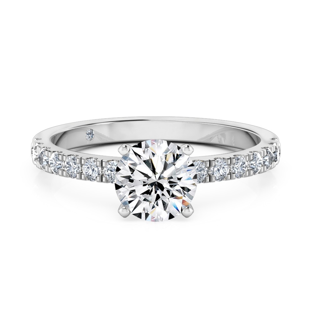 Round Cut Diamond Band Diamond Engagement Ring Platinum