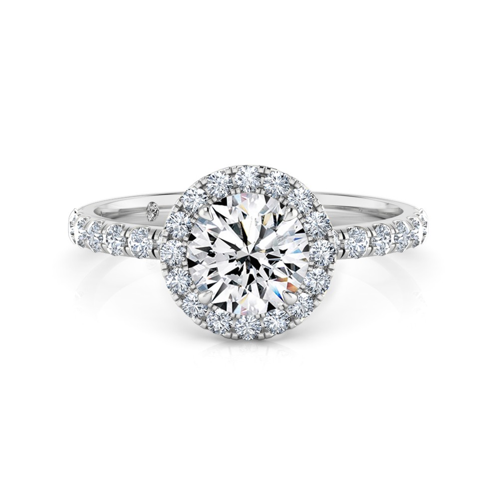 Round Cut Halo Diamond Engagement Ring Platinum