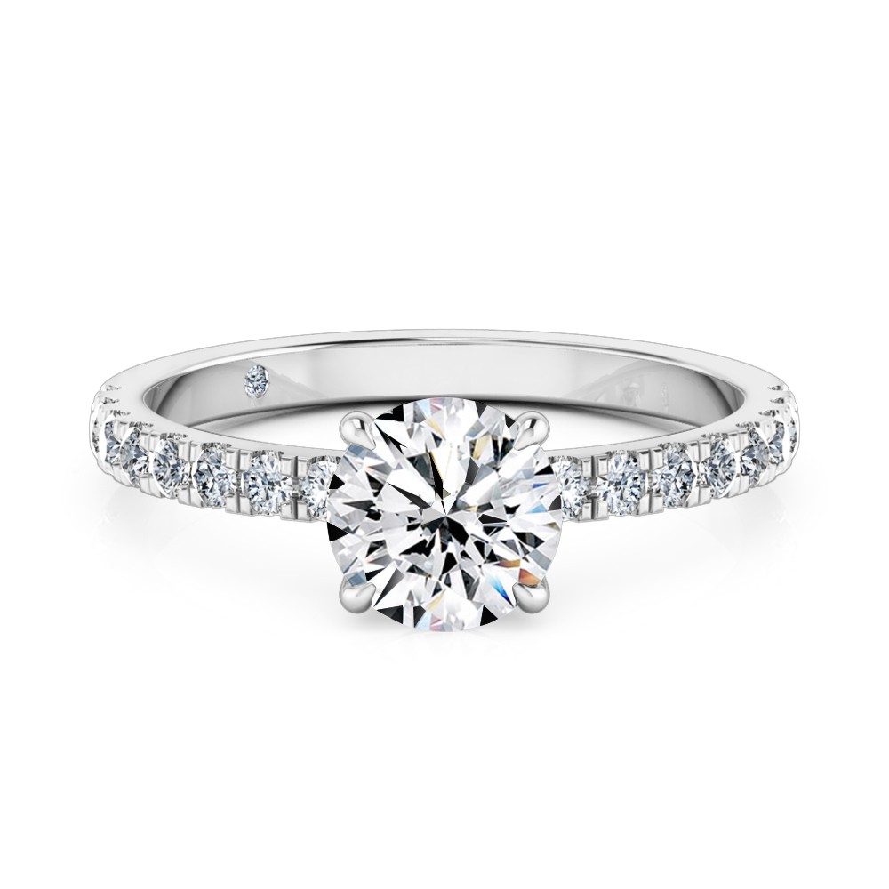 Round Cut Diamond Band Diamond Engagement Ring Platinum