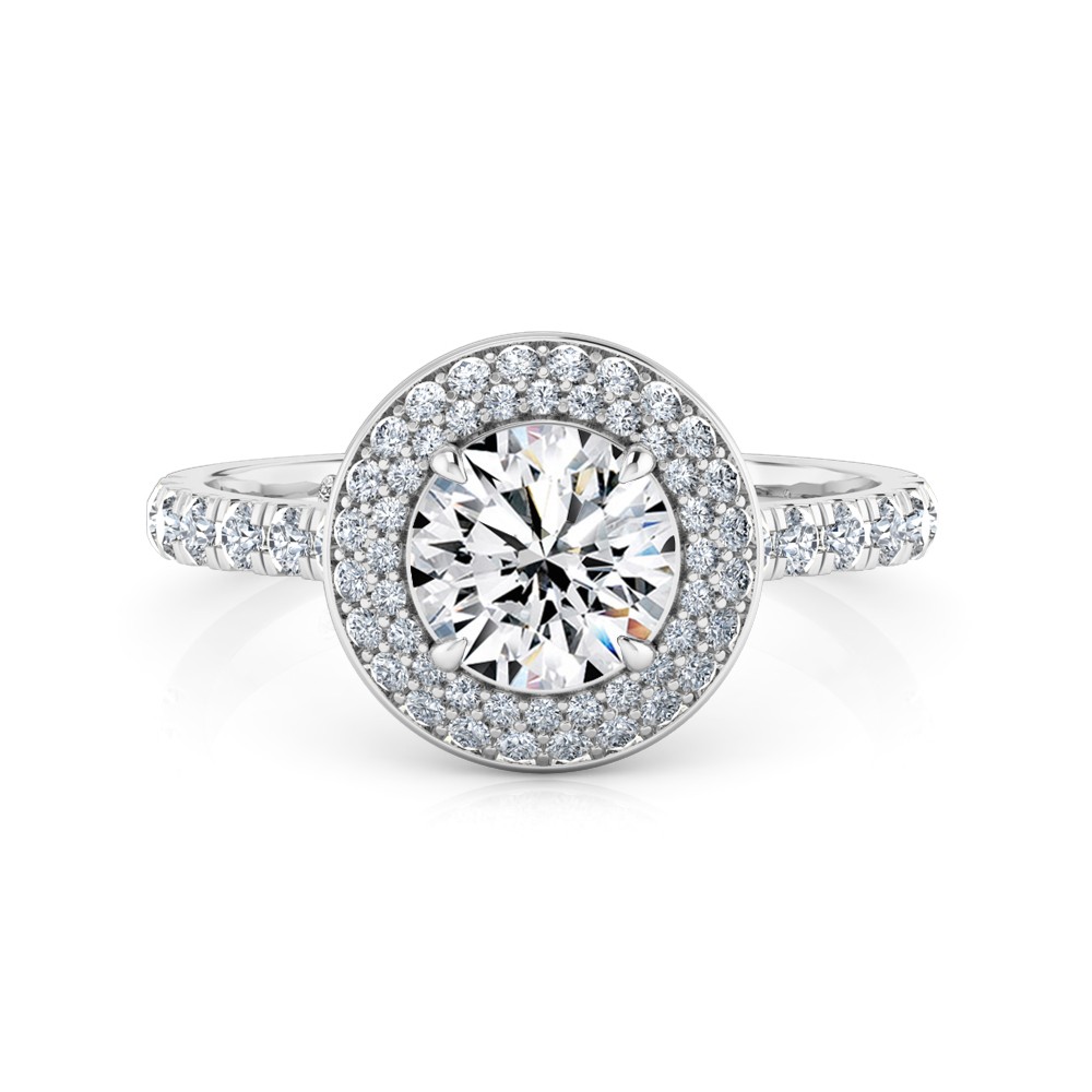 Round Cut Halo Diamond Engagement Ring Platinum