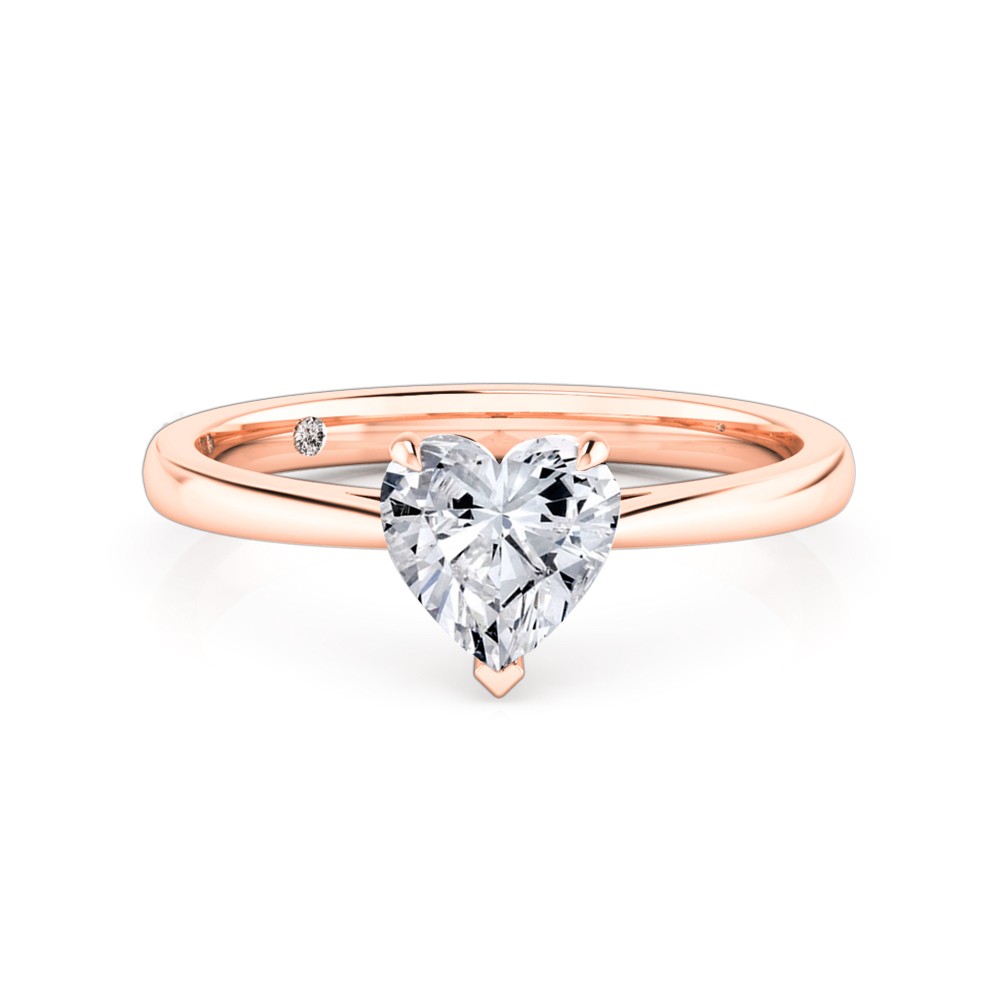 Heart Cut Solitaire Diamond Engagement Ring 18K Rose Gold