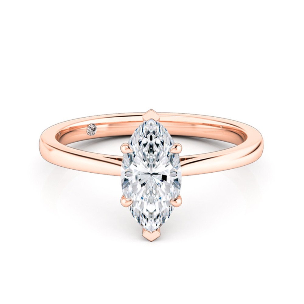 Marquise Cut Solitaire Diamond Engagement Ring 18K Rose Gold