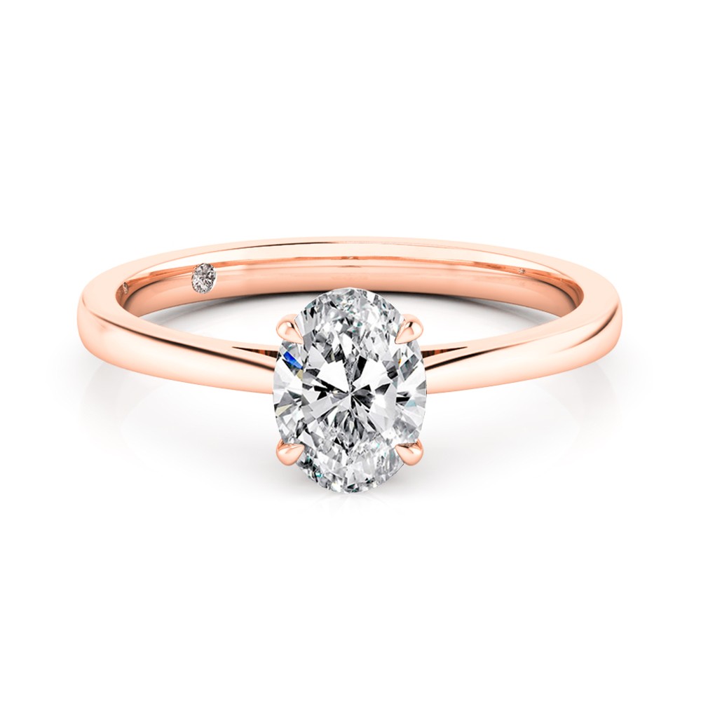 Oval Cut Solitaire Diamond Engagement Ring 18K Rose Gold