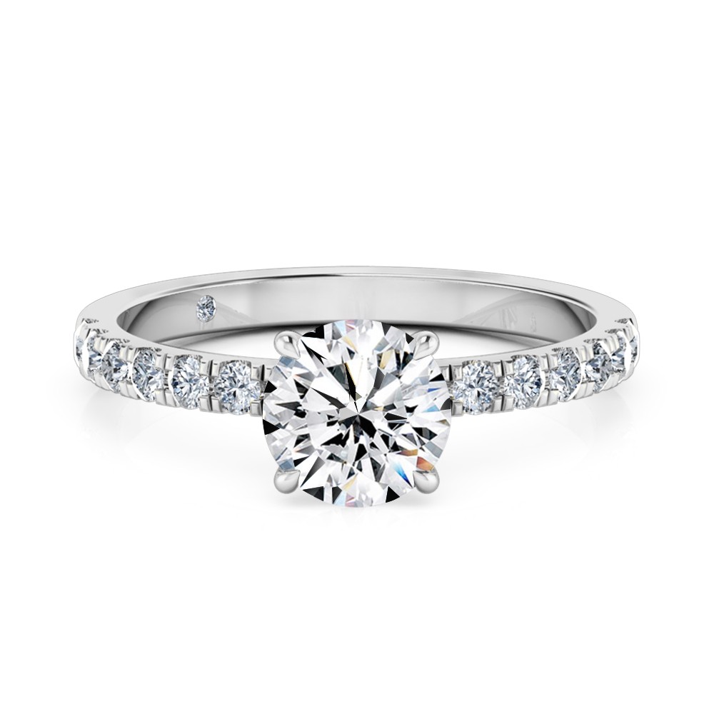 Round Cut Diamond Band Diamond Engagement Ring Platinum