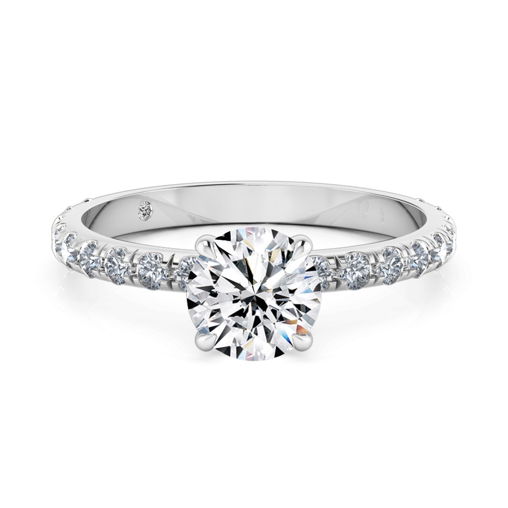 Round Cut Diamond Band Diamond Engagement Ring Platinum