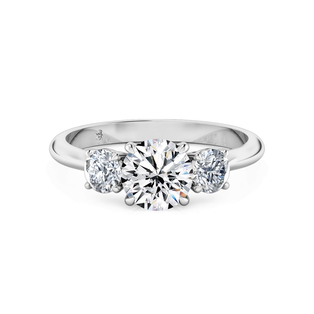 Round Cut Trilogy Diamond Engagement Ring Platinum