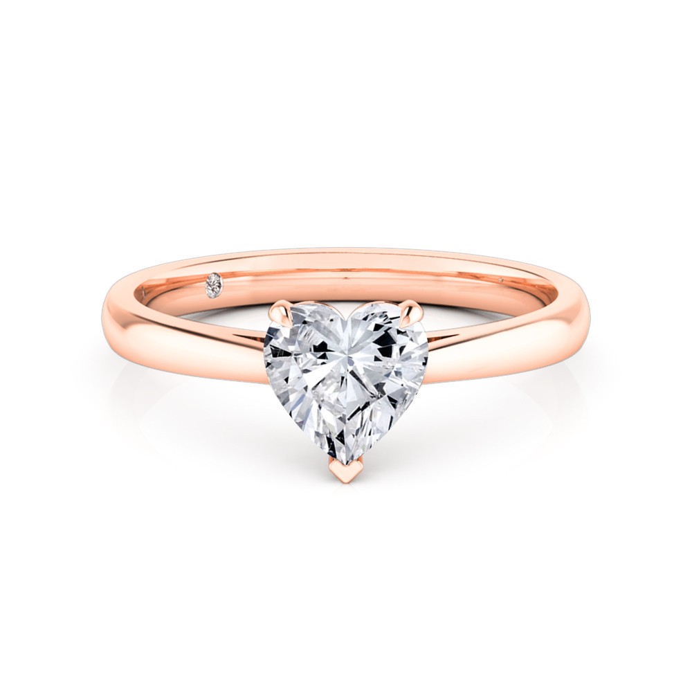 Heart Cut Solitaire Diamond Engagement Ring 18K Rose Gold