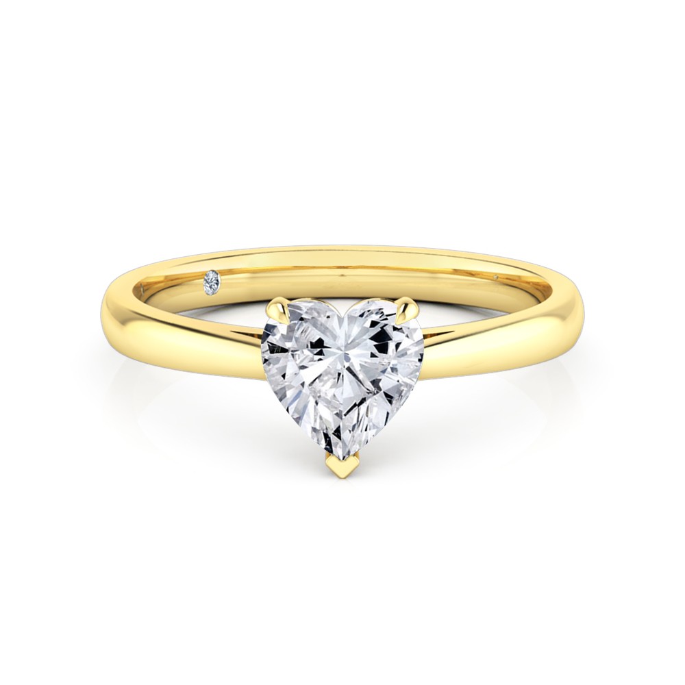 Heart Cut Solitaire Diamond Engagement Ring 18K Yellow Gold