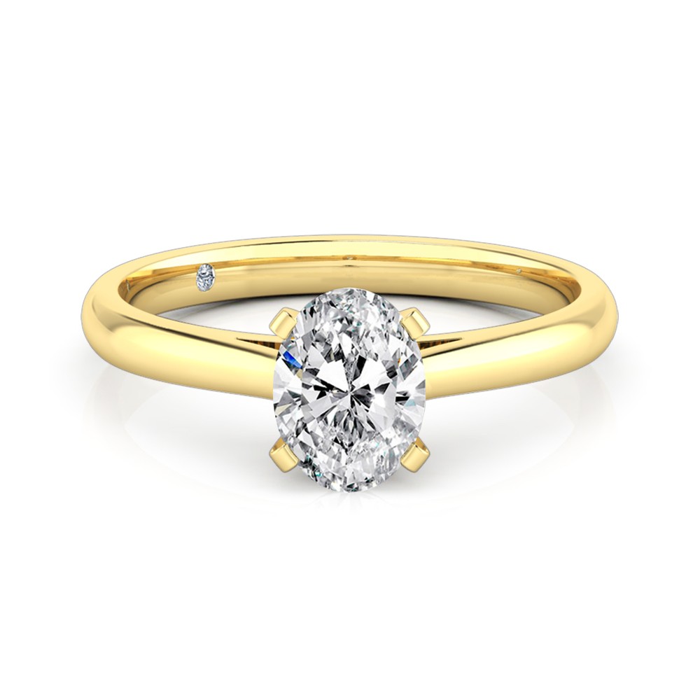 Oval Cut Solitaire Diamond Engagement Ring 18K Yellow Gold