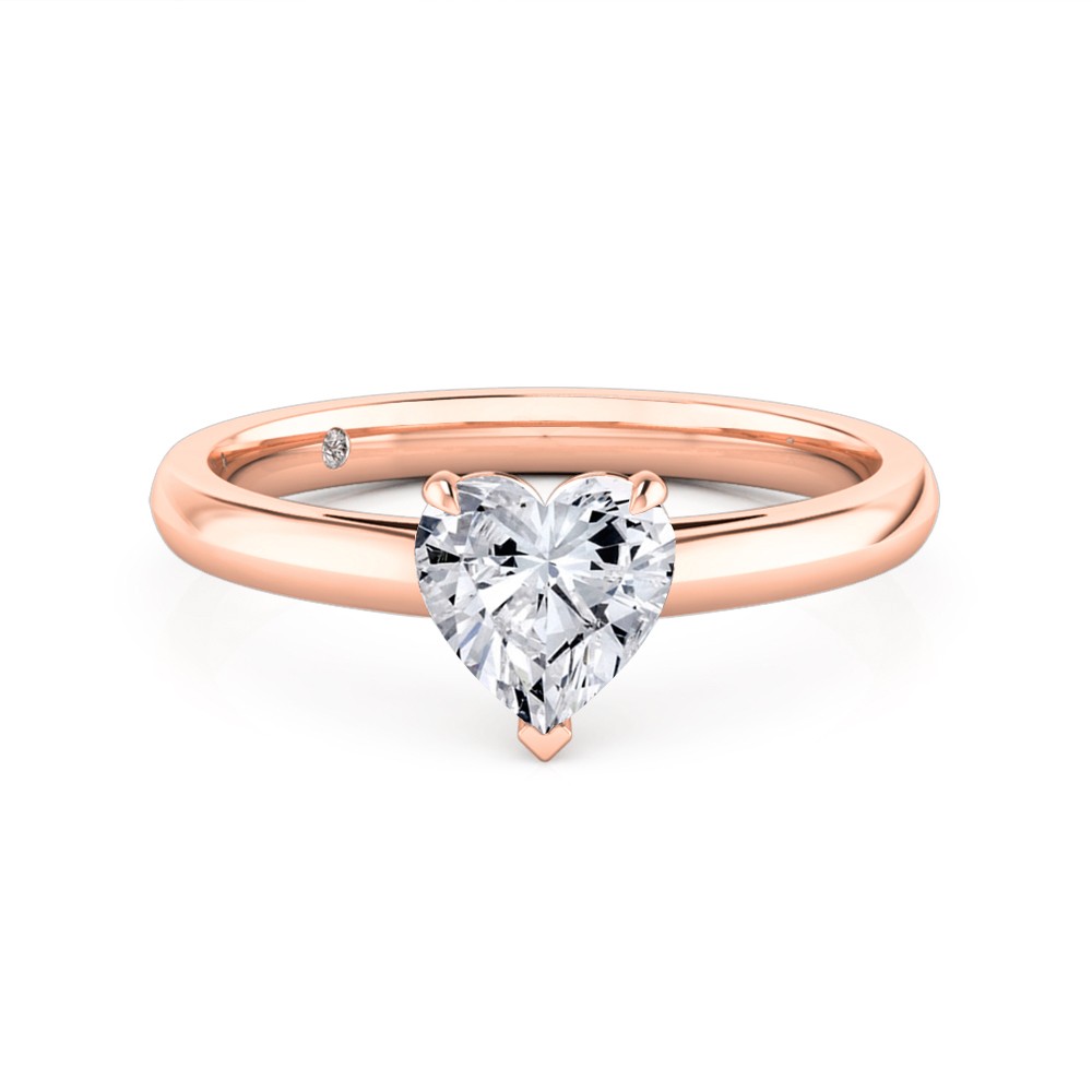 Heart Cut Solitaire Diamond Engagement Ring 18K Rose Gold