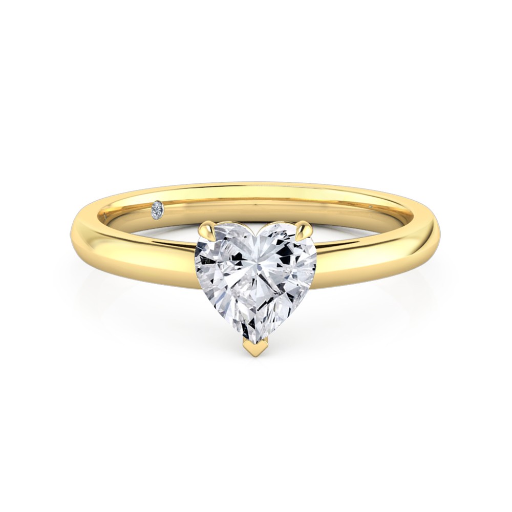 Heart Cut Solitaire Diamond Engagement Ring 18K Yellow Gold