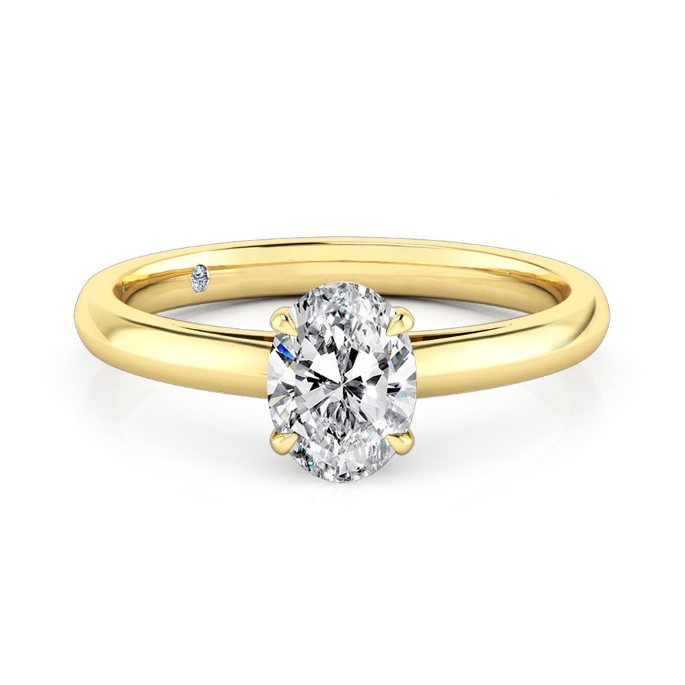 Oval Cut Solitaire Diamond Engagement Ring 18K Yellow Gold