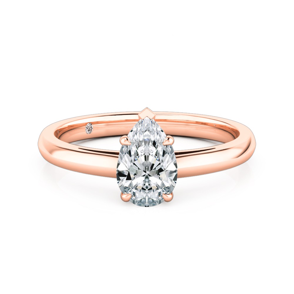 Pear Cut Solitaire Diamond Engagement Ring 18K Rose Gold