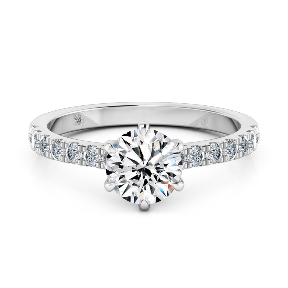 Round Cut Diamond Band Diamond Engagement Ring Platinum