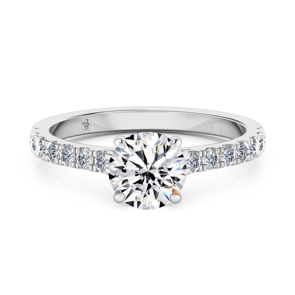 Round Cut Diamond Band Diamond Engagement Ring Platinum