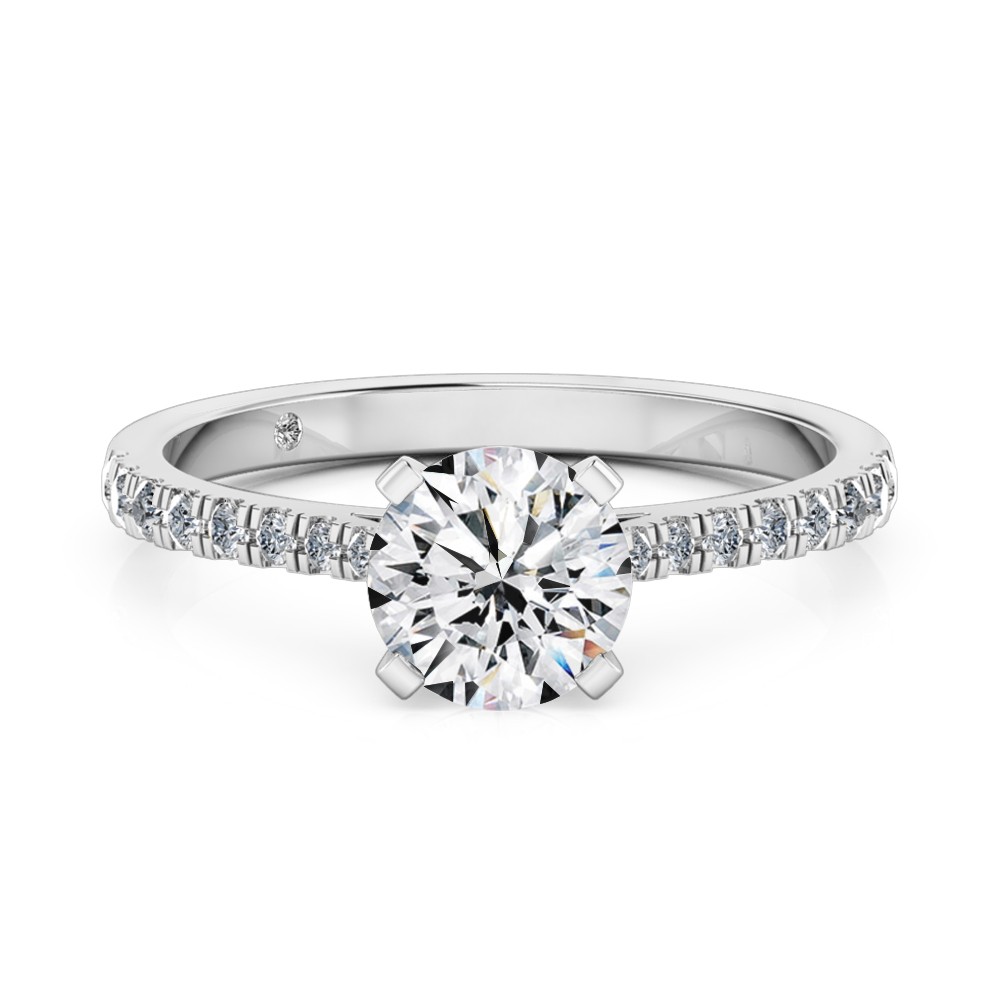 Round Cut Diamond Band Diamond Engagement Ring Platinum