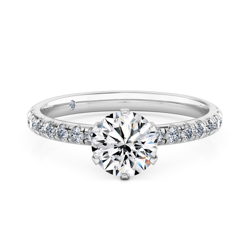 Round Cut Diamond Band Diamond Engagement Ring Platinum