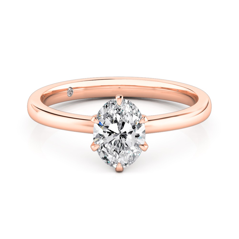 Oval Cut Solitaire Diamond Engagement Ring 18K Rose Gold