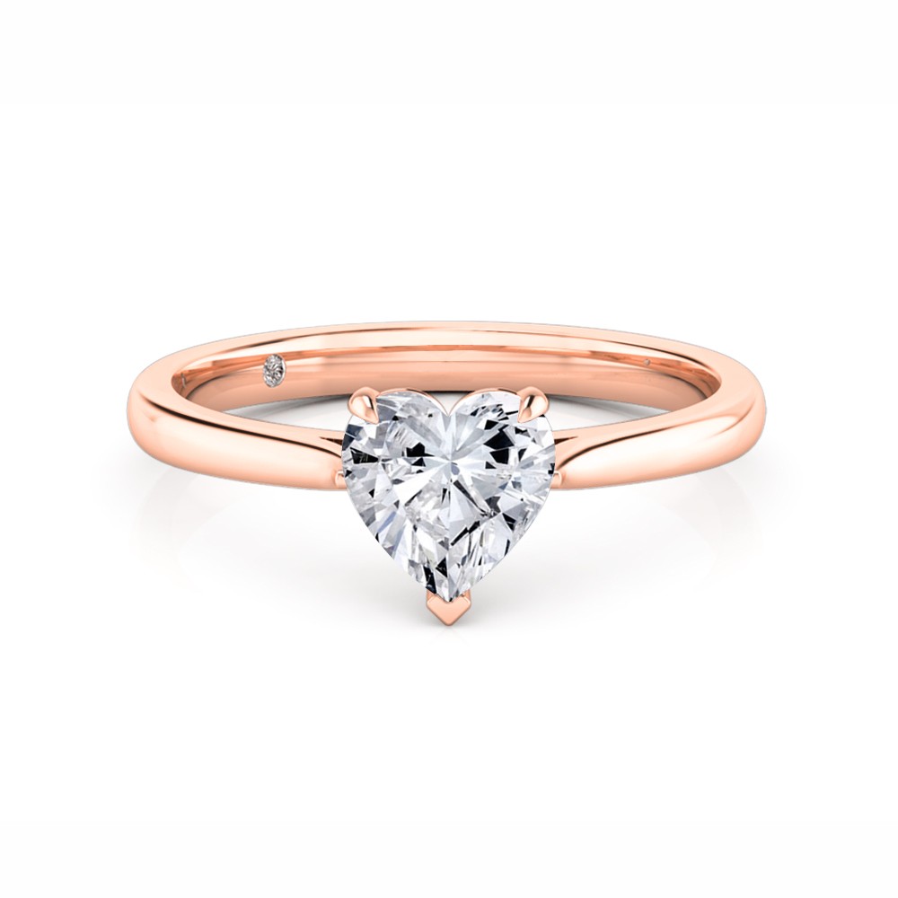 Heart Cut Solitaire Diamond Engagement Ring 18K Rose Gold