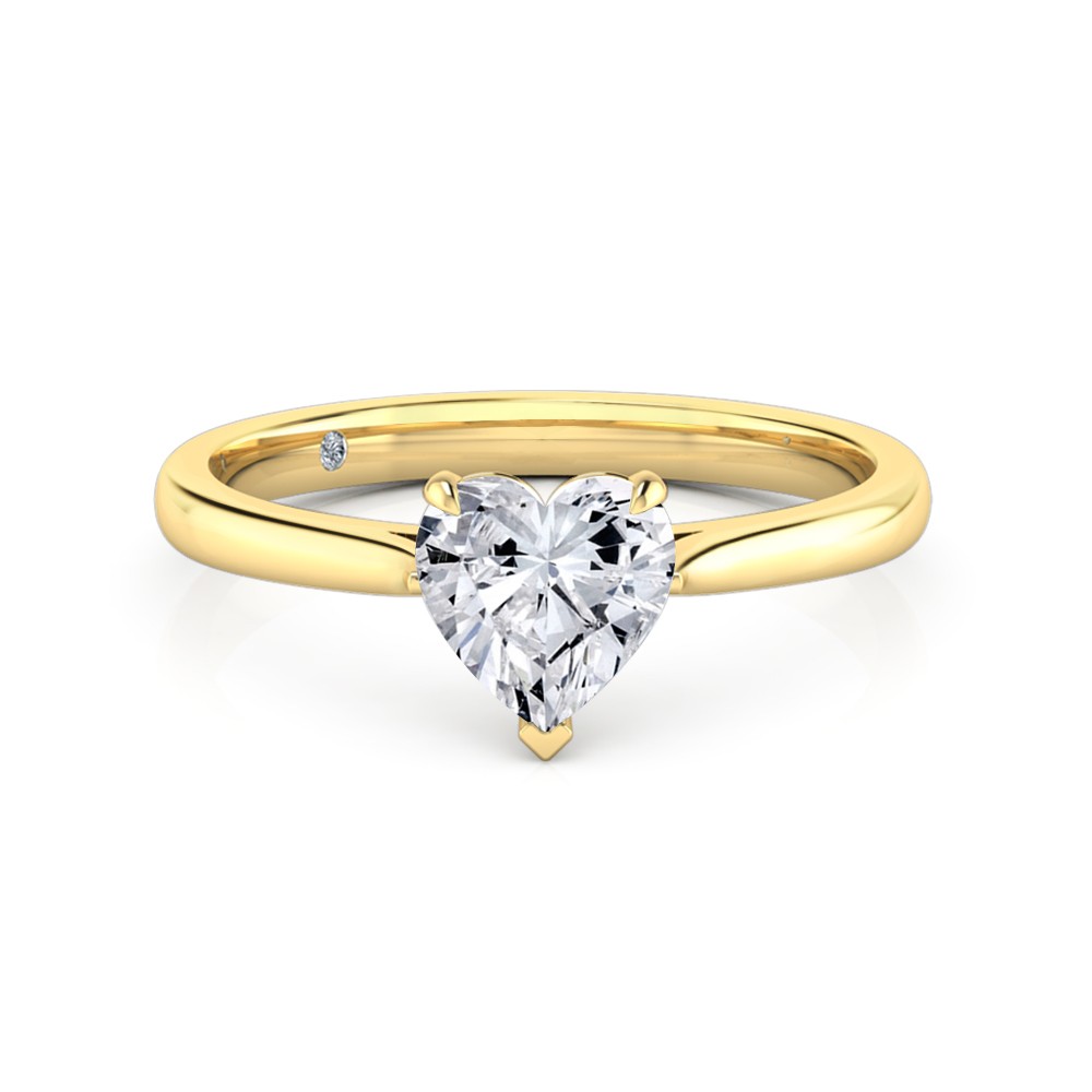 Heart Cut Solitaire Diamond Engagement Ring 18K Yellow Gold